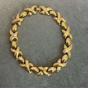 Butler Fifth Avenue Collection Polished Brushed Gold XO's Chunky Panel Necklace